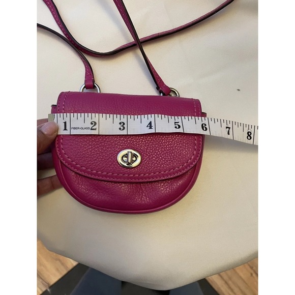 Coach Pebbled Leather Turnlock Flap Mini Crossbody Pink Magenta - Picture 6 of 13